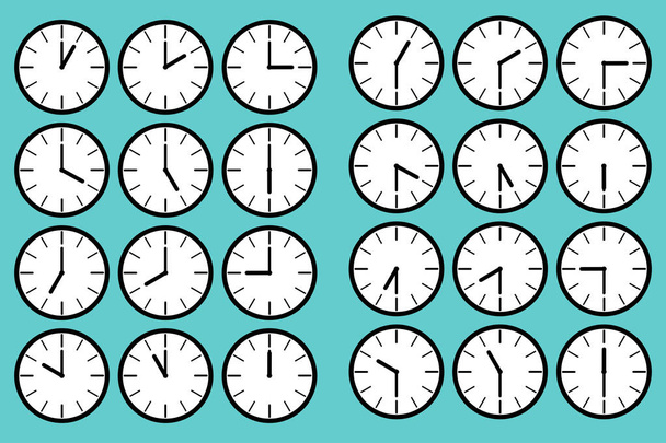 set of clocks for day time schedule - Vector, Image