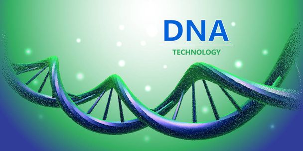 プログレッシブバイオロジー技術。ワイヤーフレーム3D構造DNAグリッド - ベクター画像