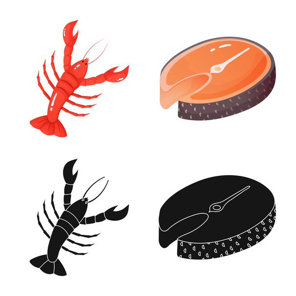 Isolated object of fresh and restaurant icon. Collection of fresh and marine vector icon for stock. - Vetor, Imagem