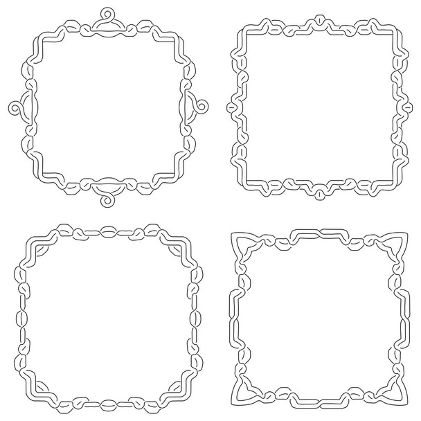 Set of magic knotting frames and Celtic cross. Square decorative elements with stripes braiding. Vector - Vector, Image