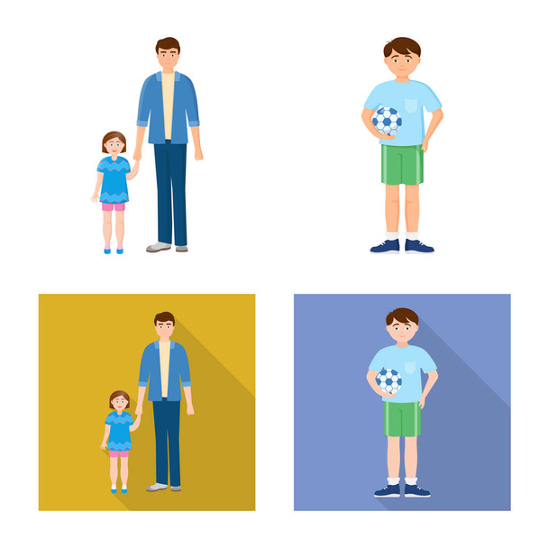Vector design of character and avatar icon. Set of character and portrait stock vector illustration. - Vektor, kép