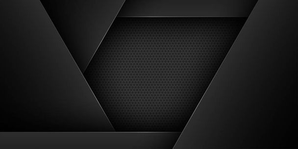 Schwarzer abstrakter Vektorhintergrund mit überlappenden Merkmalen. - Vektor, Bild