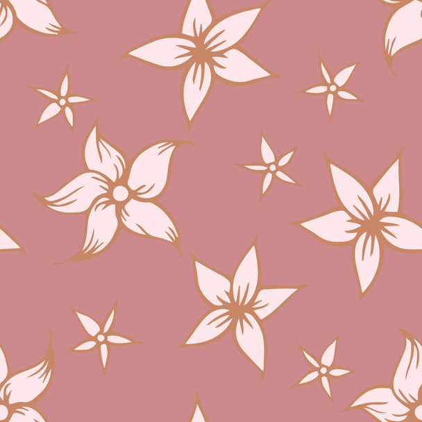 Vector Jasminum Florals on Antique Pink seamless pattern background. - Vektor, Bild