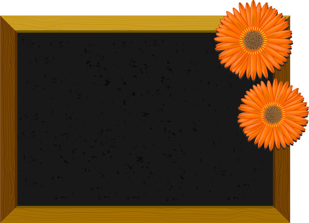 花と空の黒板 - ベクター画像
