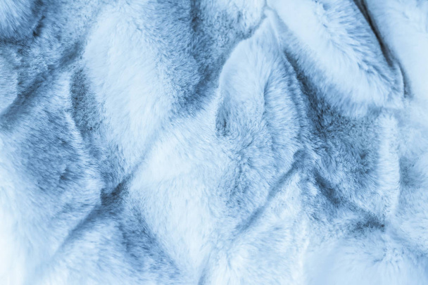 Luxury blue fur coat texture background, artificial fabric detai - Photo, Image