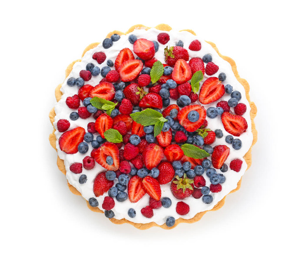 Tasty berry pie on white background - Fotografie, Obrázek
