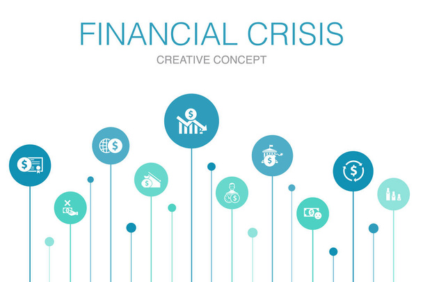 crisi finanziaria Infografica 10 step template.budget deficit, Bad loans, Debito pubblico, Icone di rifinanziamento
 - Vettoriali, immagini