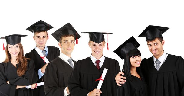 Young graduates isolated on white - Photo, Image