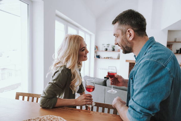 Beautiful couple having romantic date at home - Photo, Image