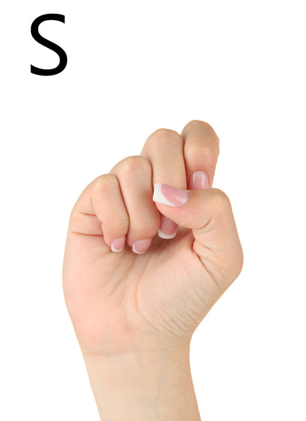 Finger Spelling the Alphabet in American Sign Language (ASL). Letter S - Foto, immagini