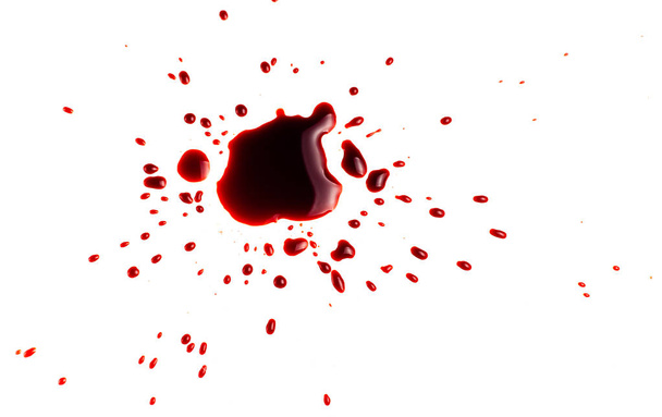 Blood on a white background. Drops and splashes of blood on a white background. - Foto, immagini