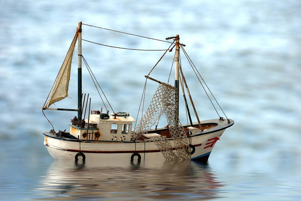 Küçük ahşap tekne, dekorasyon, oyuncak, Kos, Yunanistan, Avrupa - Fotoğraf, Görsel