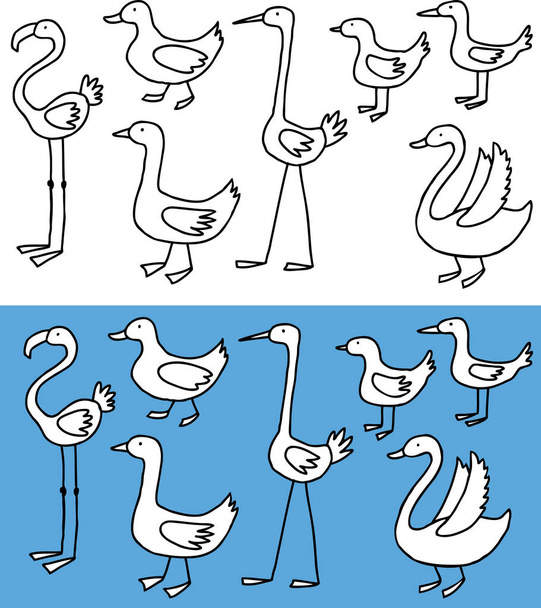 Векторне зображення набору різних мультиплікаційних птахів
 - Вектор, зображення