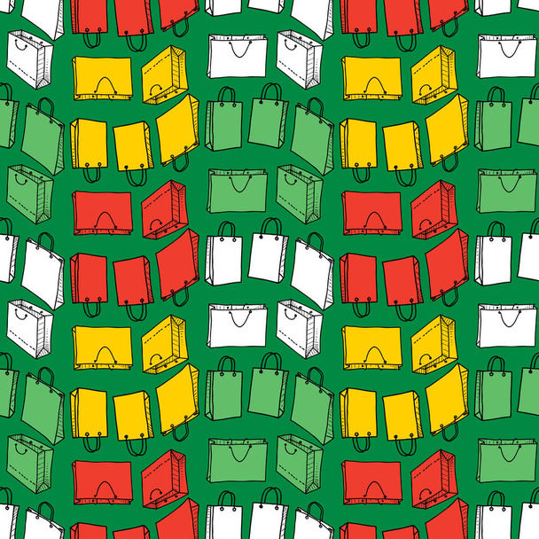 Patrón sin costuras de coloridas bolsas de compras - Vector, Imagen