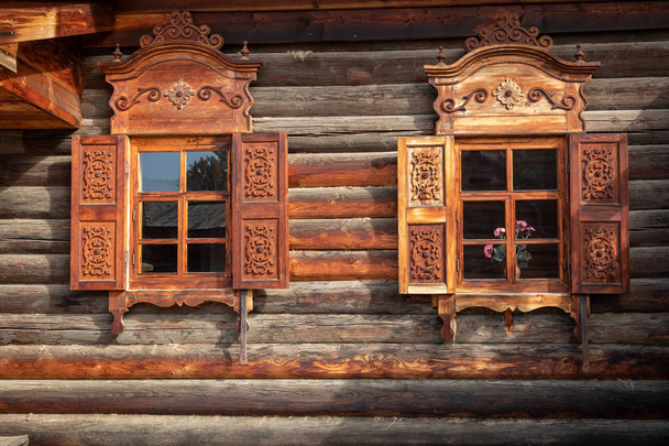 Tradiční sibiřský dřevěný dům v Taltsy architektonický et - Fotografie, Obrázek
