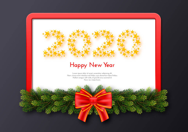 Cartão de presente de Natal. Feliz Ano Novo 2020. Números de estrelas douradas
 - Vetor, Imagem