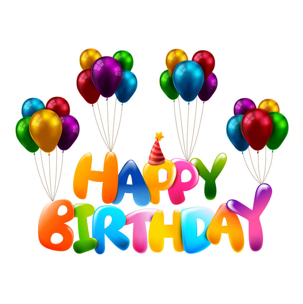3D colorido feliz cumpleaños caligrafía 0008
 - Vector, Imagen