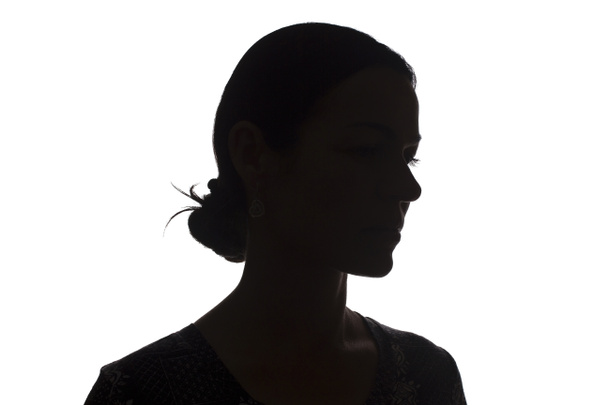 Silhouette giovane ragazza vista laterale con acconciatura - isolato
 - Foto, immagini