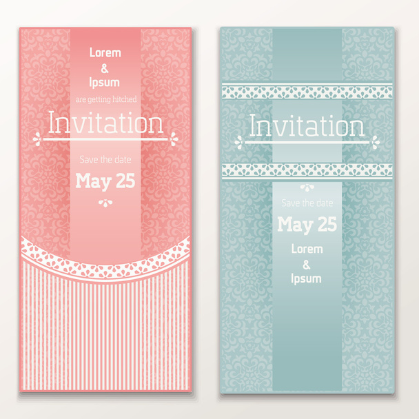 Set of vintage wedding invitations. - Vector, Imagen