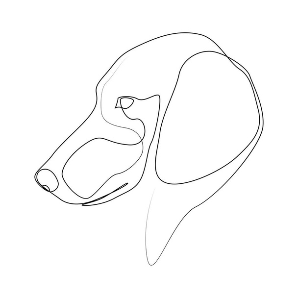 Continuous line Dachshund. Single line minimal style dog vector illustration. Portrait - ベクター画像