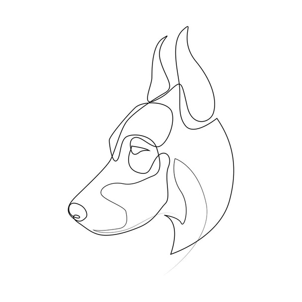 Continuous line Doberman Pinscher. Single line minimal style Doberman dog vector illustration. Portrait - Vektör, Görsel