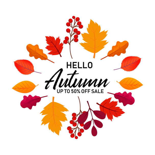 Аннотация Vector Illustration Autumn Sale Background with Falling Autumn Leaves
 - Вектор,изображение