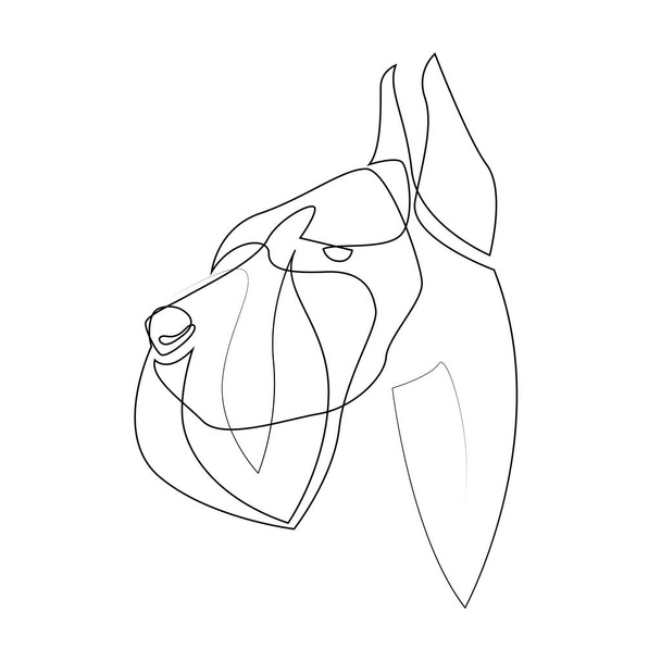 Continuous line Giant Schnauzer. Single line minimal style Riesenschnauzer dog vector illustration. Portrait - Vetor, Imagem