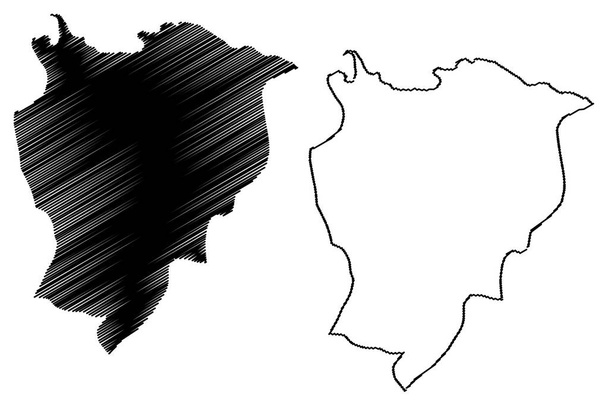 Province d'El Seibo (République dominicaine, Hispaniola, provinces de la République dominicaine) illustration vectorielle de carte, croquis de gribouillis El Seybo ma
 - Vecteur, image