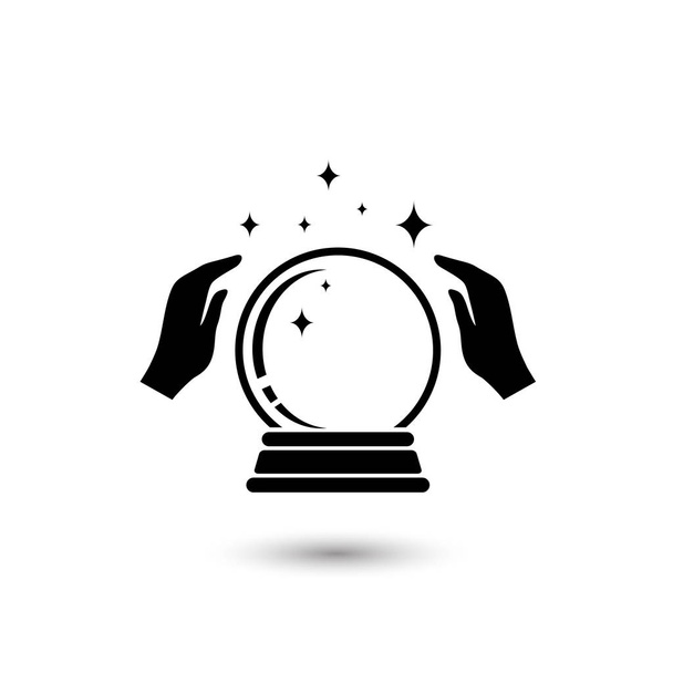 Crystal Ball Magic Icon With Hands. Vector Logo Template - Vector, Image