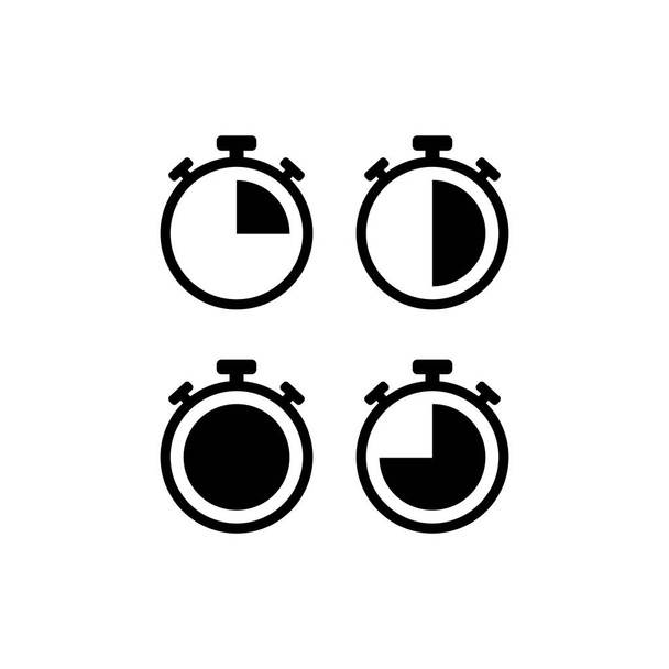 Stoppuhren-Symbole auf weiß gesetzt. Vektorillustration - Vektor, Bild