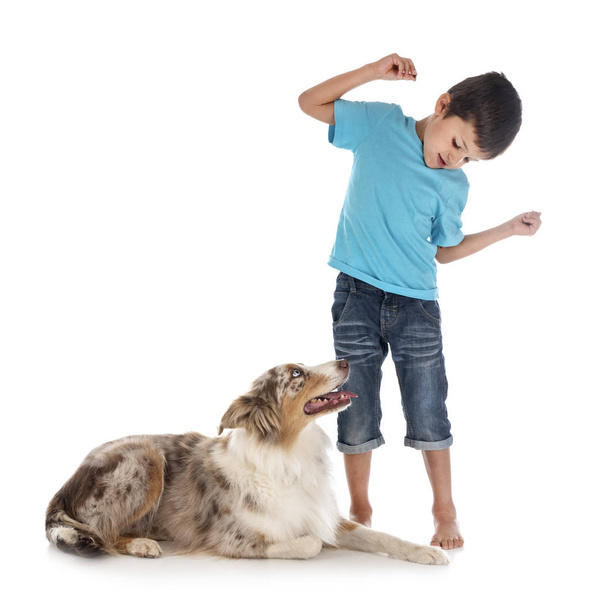 child and dog  - Фото, изображение