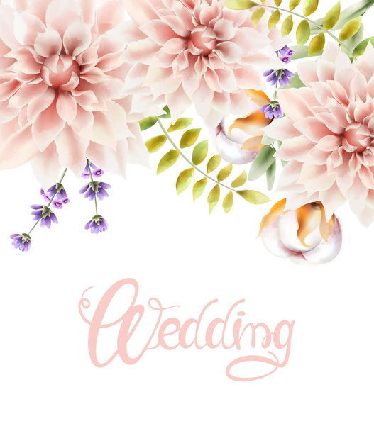 Watercolor flowers and leaves bouquet - Vector, Image