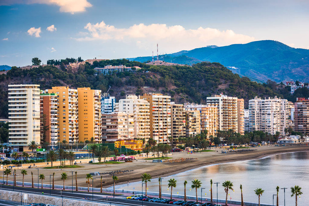 Malaga, Španělsko resort Panorama na pláži Malagueta. - Fotografie, Obrázek