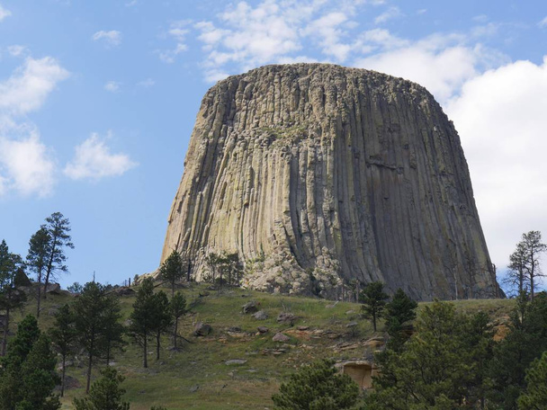 Close up upward view of the Devils Tower in Wyoming, America's first national monument. - Photo, Image