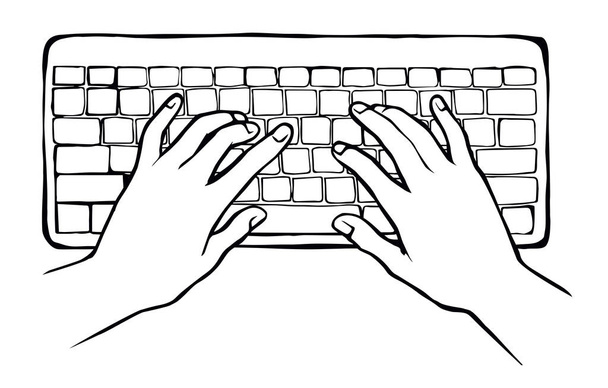 Руки на клавиатуру. Векторный рисунок
 - Вектор,изображение
