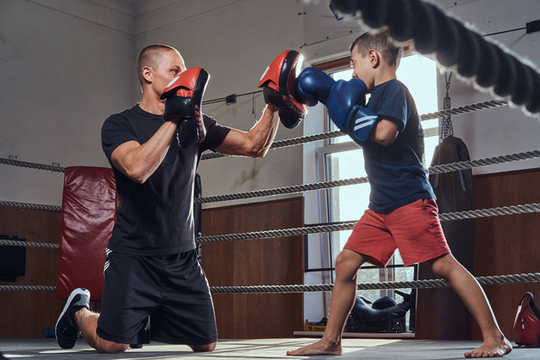 Malej kluk dostal první boxerské cvičení - Fotografie, Obrázek