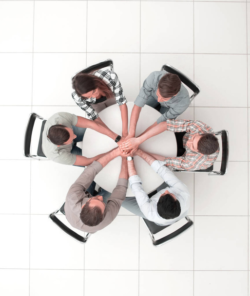 top view. the business team is preparing for a brainstorming - 写真・画像