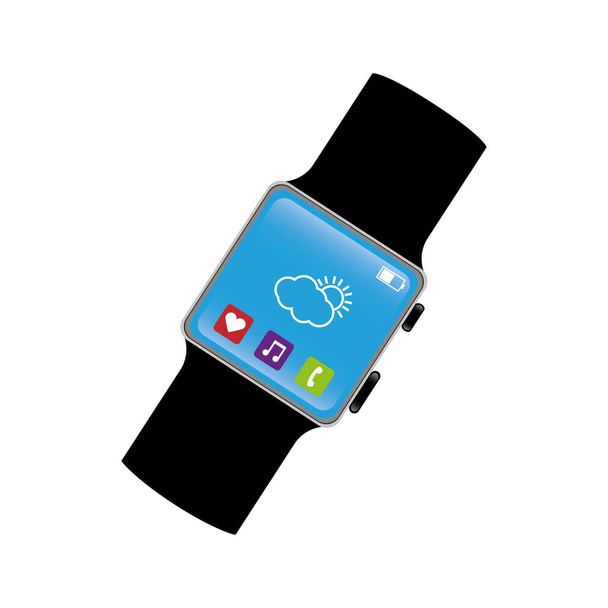 smart watch technology with applications menu - Vector, Image