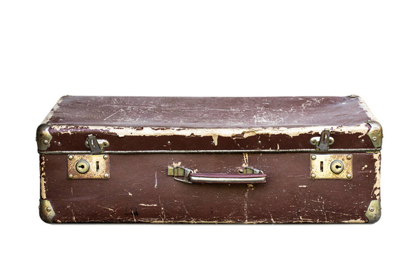 Old suitcase isolated on white  - Фото, изображение