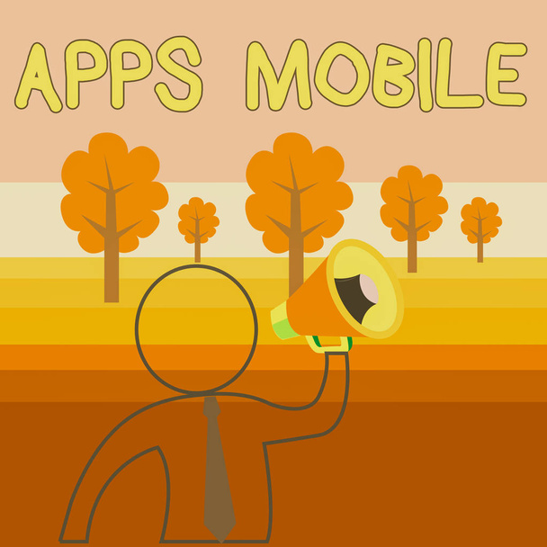 Az Apps Mobile alkalmazást bemutató jegyzetírás. Üzleti fotó bemutató számítógépes program célja, hogy fut a telefon kézi készülék vázlat Symbol Man hangszóró készítése hirdetmény adunk utasítások. - Fotó, kép