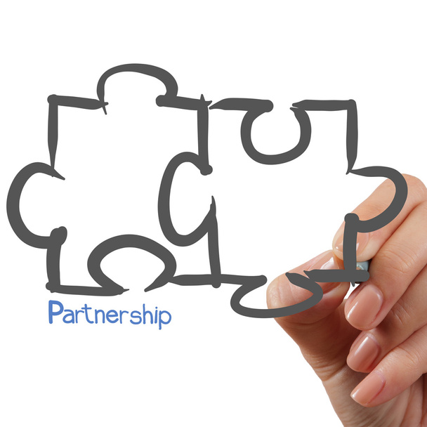 rysunek ręka logiczne partnerstwa - Zdjęcie, obraz