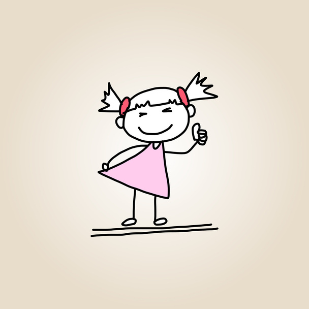 Girl showing a thumbs up - Vector, Image