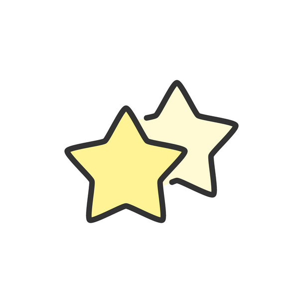 Estrellas vectoriales, favorito, mejor opción, retroalimentación positiva icono de línea de color plano
. - Vector, imagen