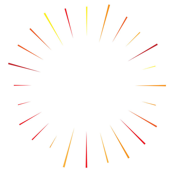 Lignes radiales orange, jaune, rayonnantes. Rayons, poutres. Combustion
,  - Vecteur, image