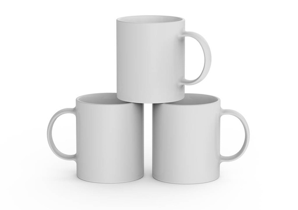 tazza tazza di ceramica bianca mettere una tazza su una tazza su sfondo bianco
 - Foto, immagini