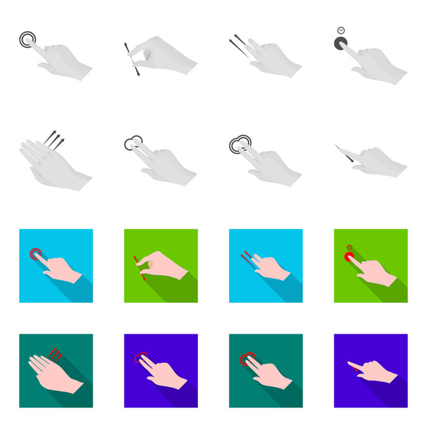 Isolated object of touchscreen and hand sign. Set of touchscreen and touch vector icon for stock. - Vector, Image