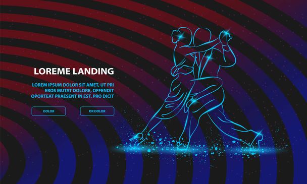 Couple dancing tango. Vector Dance Background for Landing Page Template. - Vector, Image
