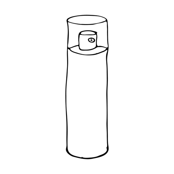 Aerosol spray lata con tapa transparente y cuerpo blanco limpio. Dibujo a mano botella boceto vector ilustración aislado sobre fondo blanco
 - Vector, Imagen