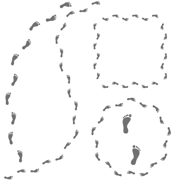 人間の黒いシルエットの足跡の印刷アイコン、足跡のシンボルは、白い背景に隔離されています。ベクトル要素 - ベクター画像