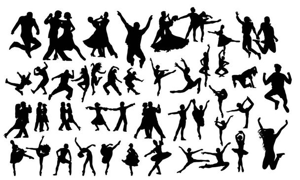 Tanssivat ihmiset, Hyppy ystäviä nuoret, vektori kuvitus
 - Vektori, kuva